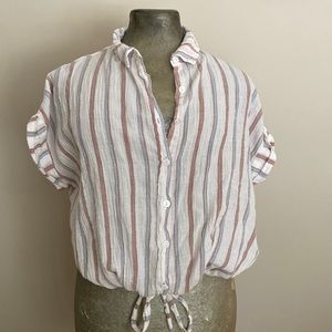 Lavender Sketch Crinkle Cotton Shirt Sz M